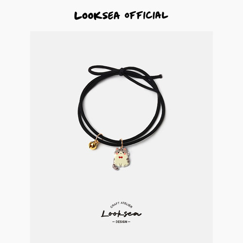 Looksea official韩系卡通铃铛猫发绳少女发饰两用小皮筋可爱头绳