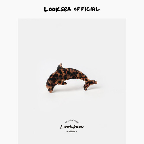 Looksea official创意幻彩海豚发夹侧边碎发夹甜美刘海少女侧边夹