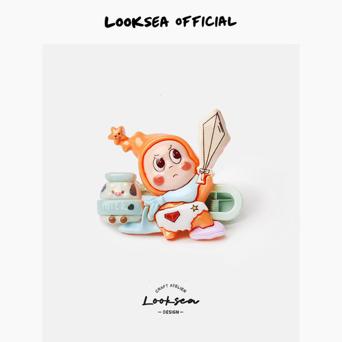 Looksea official卡通星星人发夹大号无痕甜美女儿童刘海侧边夹子