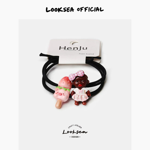 Looksea official搞怪娜塔莎娃娃发绳魔性娃娃小众扎发头绳发饰女