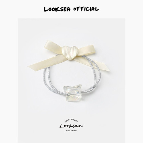 Looksea official气质炫彩水晶小熊发圈淑女温柔扎发皮筋耐看发绳