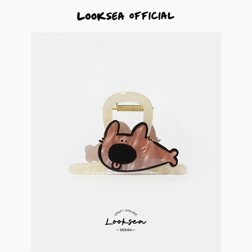 Looksea official创意小鱼狗抓夹可爱趣味盘发夹后脑勺发抓发饰品
