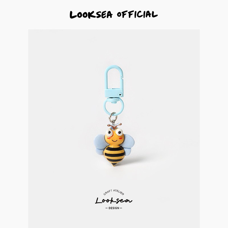 Looksea official新款卡通昆虫蜜蜂钥匙扣可爱少女包包挂件小礼品