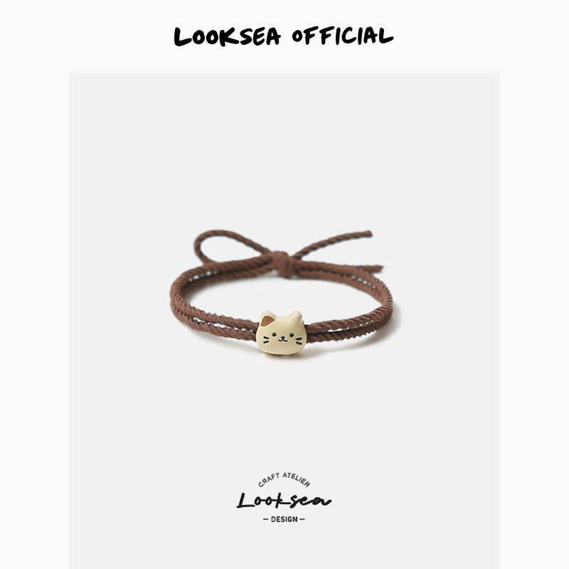 Looksea official日韩猫咪头绳发圈情侣发绳甜美女孩原创小众皮筋