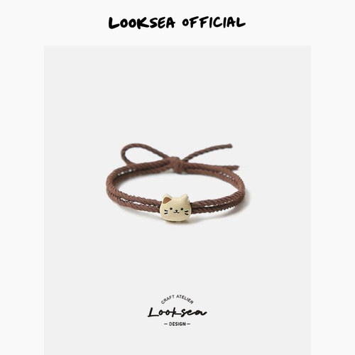 Looksea official日韩猫咪头绳发圈情侣发绳甜美女孩原创小众皮筋