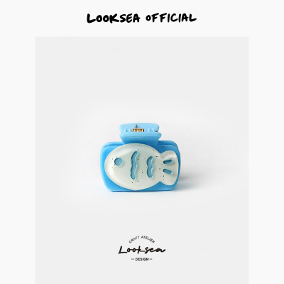 Looksea official可爱细闪小鱼抓夹甜美透夹明细半扎夹后脑勺发夹