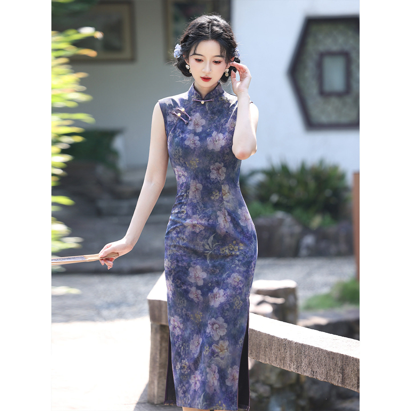 l温柔系旗袍连衣裙夏季无袖薄款透气出游穿搭气质优雅拍照