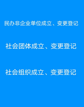 民办非企业单位成立变更社会团体成立变更登记社会组织登记