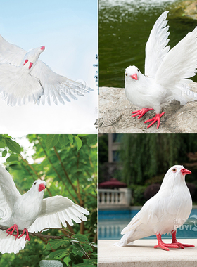 【精品仿真鸽子】摆件白鸽婚庆道具和平鸽模型真羽毛可悬挂仿真鸟