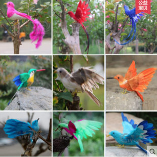 仿真展翅小鸟摆件真羽毛太阳鸟家居田园主题摄影道具装饰品模型