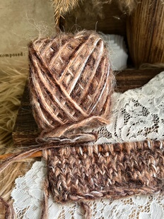 咿唔手混线-焦糖色深棕色钩针棒针编织毛线围巾帽子包包手工DIY