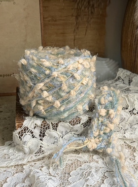 咿唔手混线-冰蓝小香风特色钩针棒针编织毛线手工围巾帽子包包