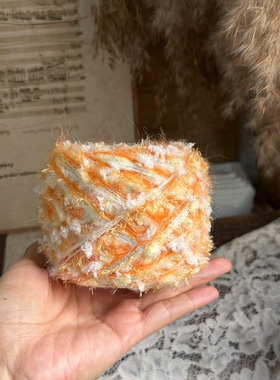 咿唔手混线-橘绿色特色爆米花手工diy钩针棒针编织包包毛线卡套