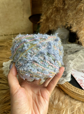咿唔手混线-春日小清新蓝粉紫立体编织钩织卡套帽子包包发圈100g
