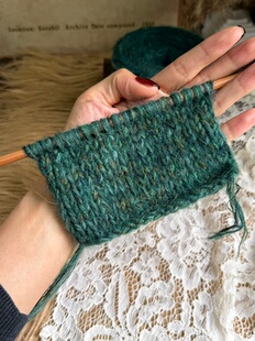咿唔手混线-深绿色复古风特色孤品钩针棒针编织毛线围巾帽子包包