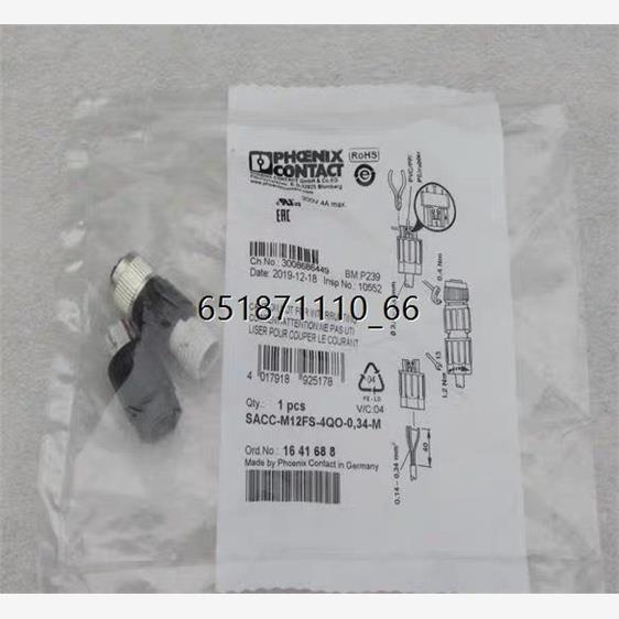 全新菲尼克斯连接器SACC-M12FS-4QO-0,34-M货号 1641688