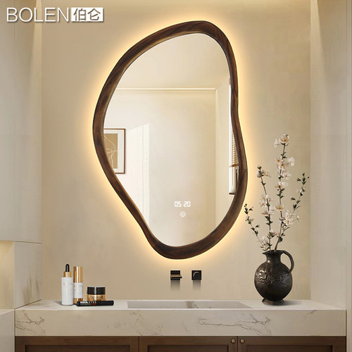 BOLEN 中古卫生间智能浴室镜子led灯带复古化妆镜玄关装饰镜异形