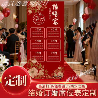 婚礼席位图结婚订婚宴宾客名单迎宾海报座位安排表指引牌展架定制