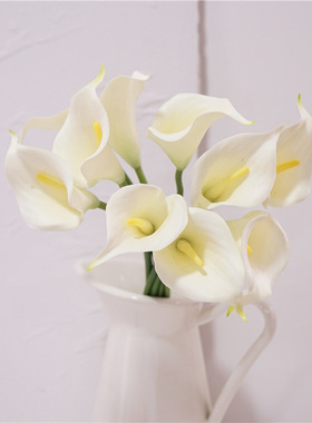 欧式9枝手札马蹄莲手感软胶马蹄莲花束家居客厅茶几摆件假花摄影