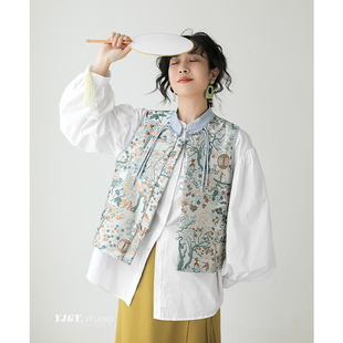 百搭设计感无袖 提花马甲女2024新款 外套F859 国风新中式 印计谷羽