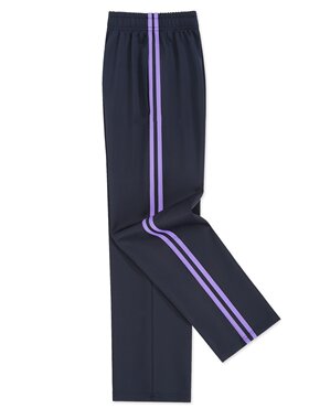 藏蓝色校服裤子初高中生两道杠两道紫色长细条杠宽松直筒校裤