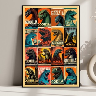 Godzilla 哥斯拉怪兽哥吉拉挂画电影海报动漫家居装饰画卧室摆画