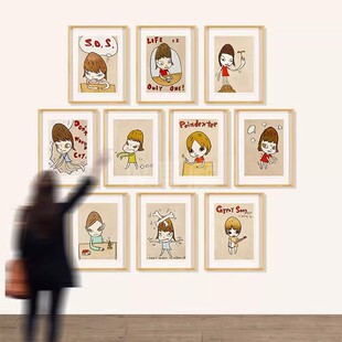 奈良美智 Yoshitomo 日系潮流卡通装饰画可爱儿童房版画复刻挂画