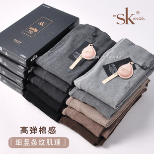 打底裤 1200D灰色薄款 袜秋季 SK7330细条纹微压显瘦棉质竖条纹连裤