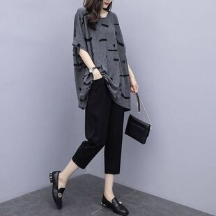 今年流行胖mm大码女装运动服夏季穿搭休闲夏装七分裤两件套装潮女