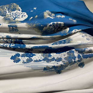 高端织锦提花定位醋酸布料国风礼服旗袍汉服马面裙设计师古风面料