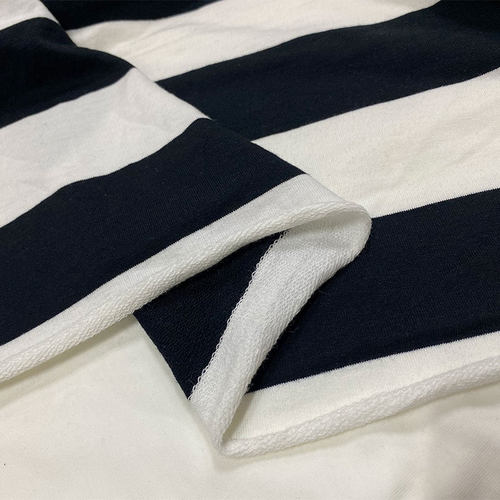 高端纯棉条纹针织a类弹力棉布料春夏亲肤t恤连衣裙服装面料手工di