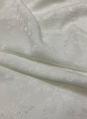 白色提花光泽感布料春夏柔坠垂薄不透衬衫连衣裙汉服中式服装面料