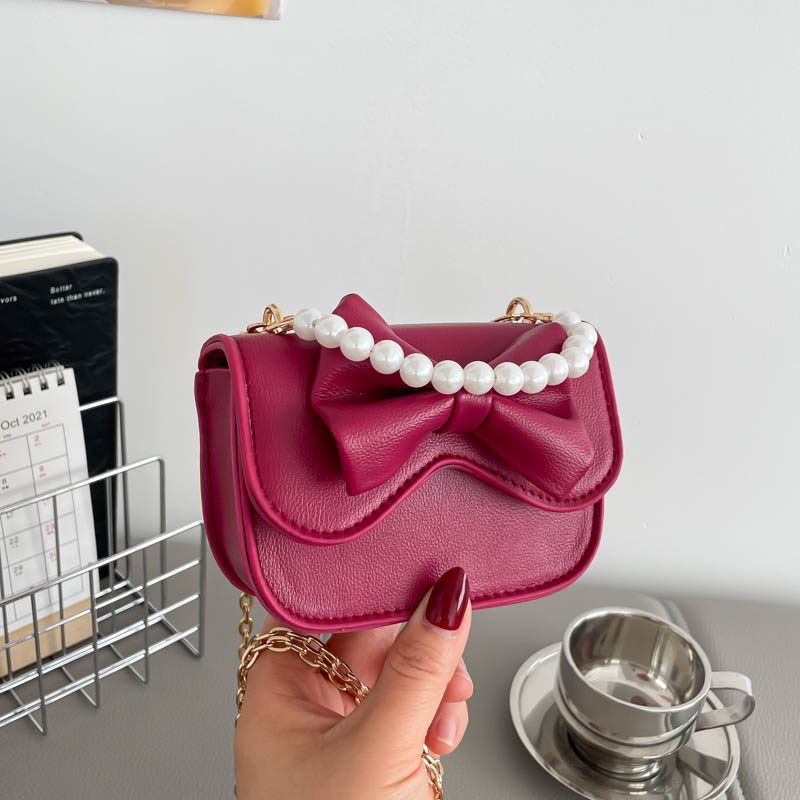 2026春季新款蝴蝶结单肩包斜挎包清新甜美风珍珠手提小方包女包
