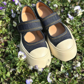 魔术贴牛仔帆布厚底鞋 女夏复古mona丑萌大头鞋 玛丽珍鞋 赵露思同款