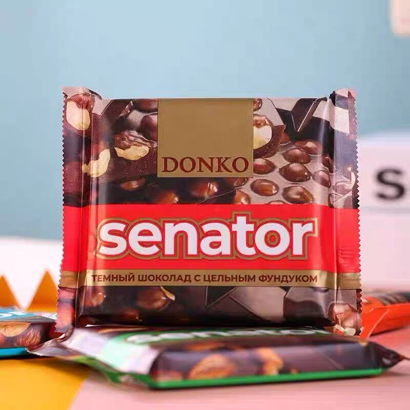 俄罗斯原装进口杏仁榛子巧克力坚果夹心黑巧纯可可脂大榛仁巧克力