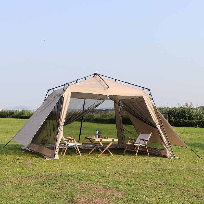 自动帐篷户外铝合金折叠便携式露营黑胶免搭蚊帐防蚊虫野营天幕