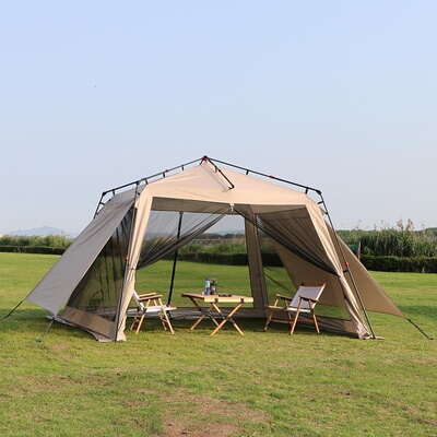 自动帐篷户外铝合金折叠便携式露营黑胶免搭蚊帐防蚊虫野营天幕