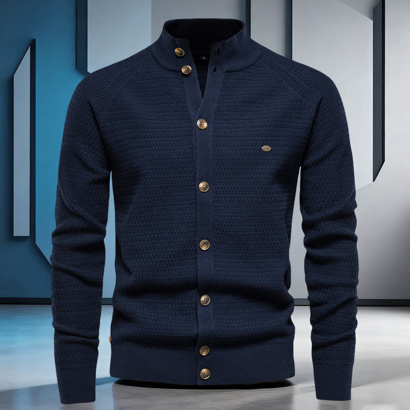 男士薄款针织开衫外套立领针织衫男款修身毛衣韩版长袖百搭春秋款