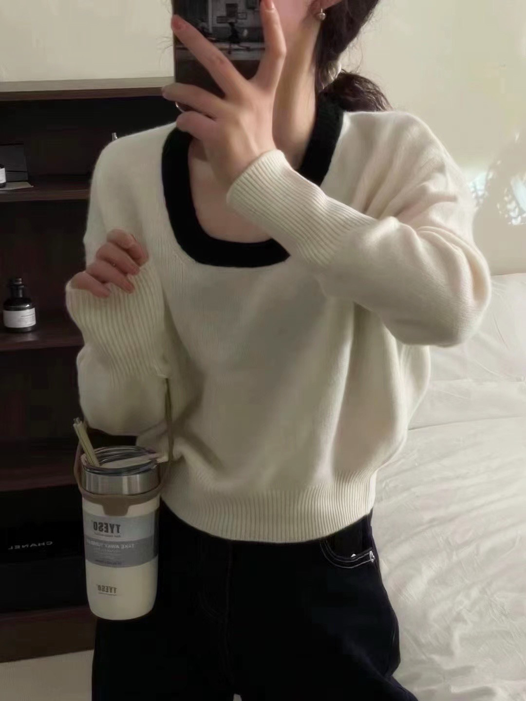 山羊绒衫女100纯羊绒高级感大u领针织衫套头毛衣内搭打底羊毛衫
