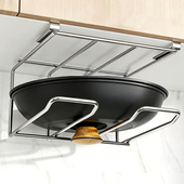 锅盖架免打孔壁挂下挂304不锈钢多功能大锅锅盖架柜下砧板收纳架