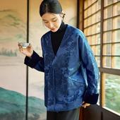 外套上衣 女冬棉衣真丝羊毛提花缎外套爆款 新中式 国风斜襟盘扣唐装