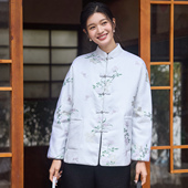 菲伊唐真丝蜀锦冬棉衣女上衣中式 文艺复古改良唐装 女夹棉服外套女