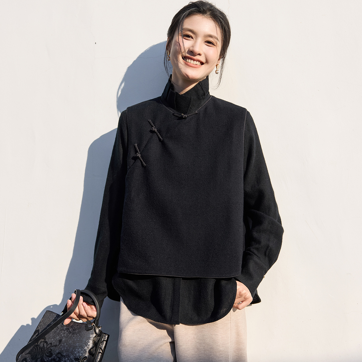 菲伊唐羊毛马夹女百搭叠穿冬上衣