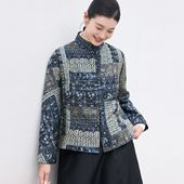 新中式 复古改良唐装 真丝丝毛交织提花缎冬棉衣立领上衣夹棉外套女