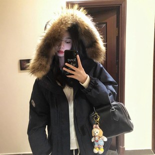 加厚美式 新款 高级情侣大毛领棉衣外套 派克羽绒棉服女2025冬季 工装