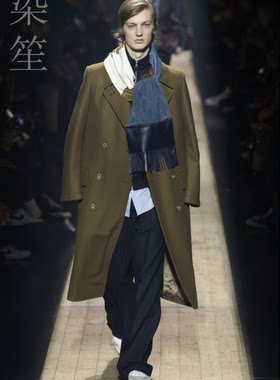 双排扣翻领风衣宽松羊绒外套大衣