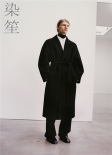 落肩款大码宽松秋冬纯羊绒大衣双面正宗全毛风衣加长款帅气潮流男