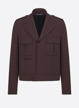 短款斜纹羊毛面料黑色咖色多色CD家同款定制英伦风短外套西服西装