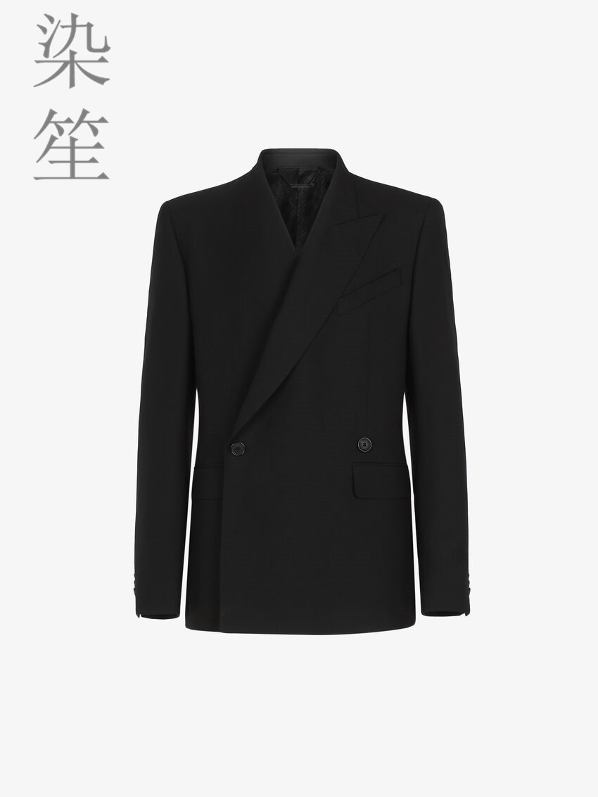 交错门襟设计无领西服黑色西装外套羊毛面料欧美大牌同款定制