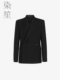 交错门襟设计无领西服黑色毛料西装 定制 外套羊毛面料欧美大牌同款